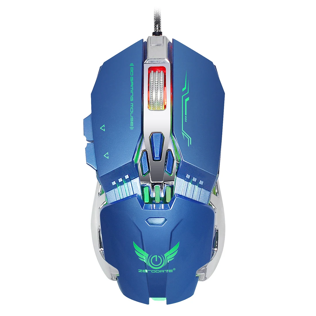 Blue ZERODATE X800 4 уровня регулировки скорости Точек на дюйм(1200/1600/2400/3200 Точек на дюйм) Четыре цвета в Проводная игровая Механическая мышь - Цвет: Blue
