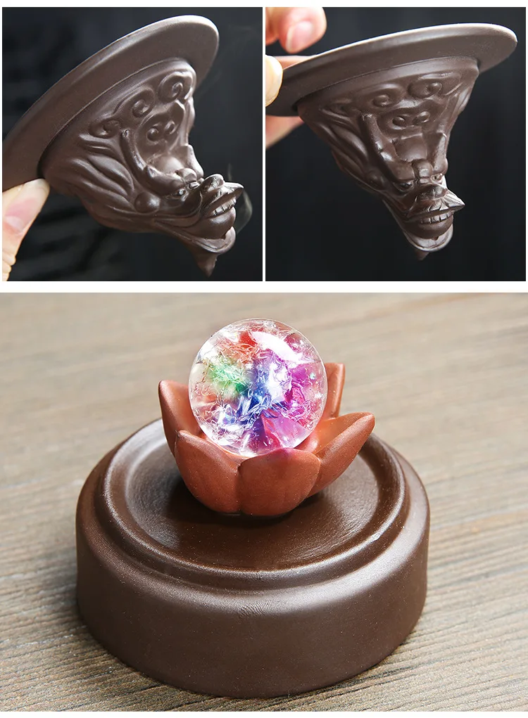 F Dragon Ceramic Purple Sand Incenses Burner Backflow Sandalwood Incense Holder Furnace Home Creative Arrangement Home Decor