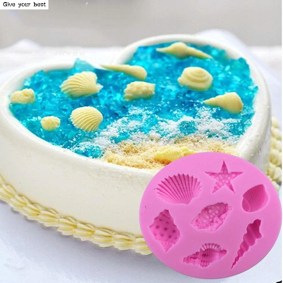 

Shells Shape soap Silicone Mold Fondant Cake Mold Cupcake Decorating Tools Kitchen Baking Gum Paste Chocolate Candy Molds