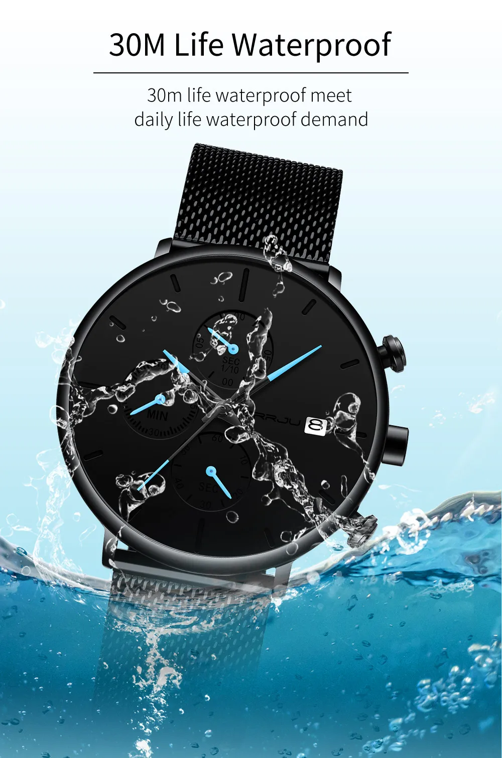 CRRJU часы новые спортивные военные мужские часы Топ брендовые роскошные черные наручные часы со стальным ремешком Relogio Masculino montre homme