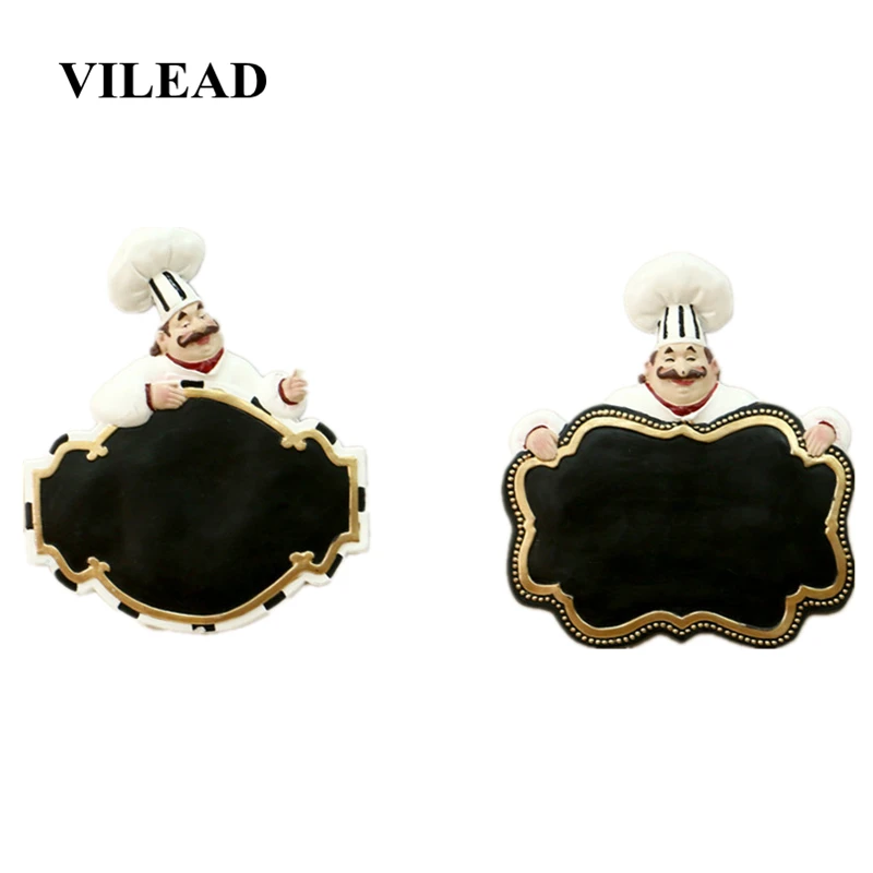

VILEAD 26cm Resin Wall Hanging Message Board Chef Figurines European Retro Decorative Craft Home Decoration Accessories Ornament