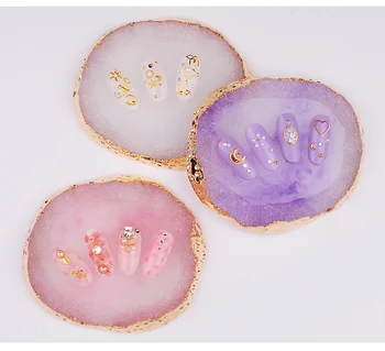 

HFT) 1Pcs Natural Resin Nail Art Color Palette Acrylic Gel Polish Holder Drawing Color Paint Dish Glue DIY Display Tools 10stlye