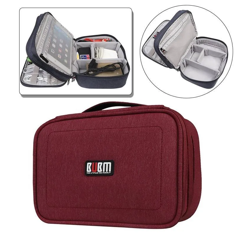 

BUBM Double Layers Padded Electronics Accessories Bag Organizer For Pad/Makeup