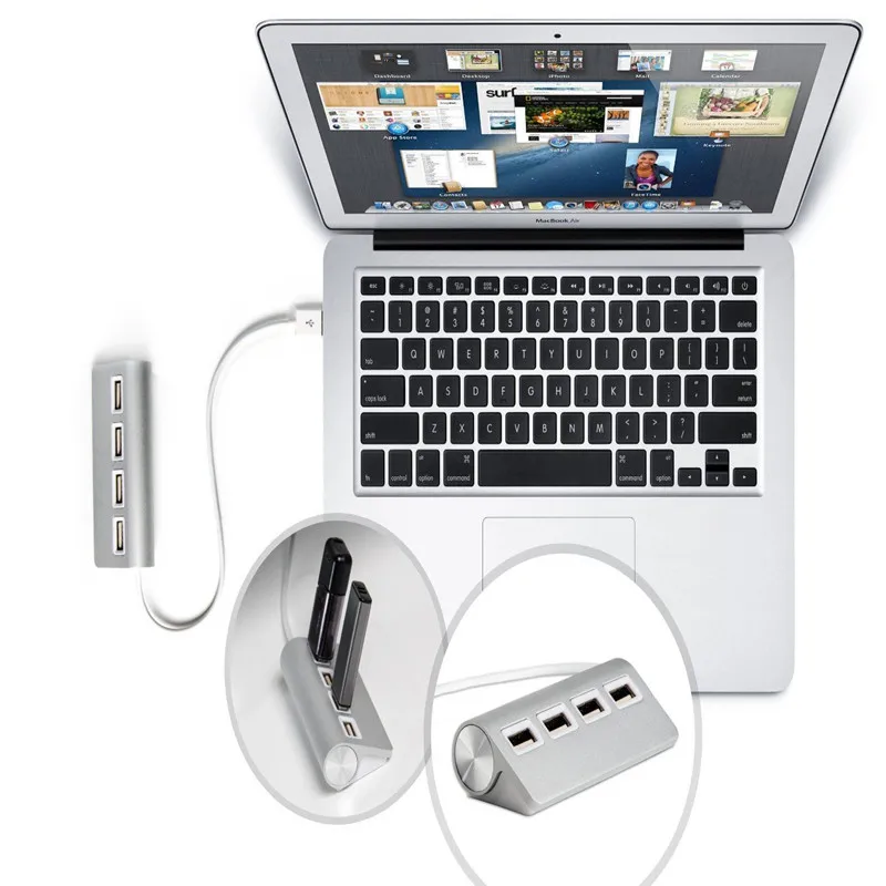 BinFul Супер Скоростной Мини 4 портовый led USB 2 0 UD сплиттер алюминиевый силовой