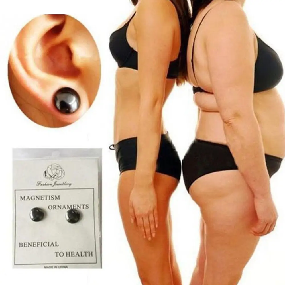 

1pair Black Magnet Ear Button Point Massage Ear Nails Healthy Loss Weight Therapy Appetite Suppression Slimming Magnets Earrings
