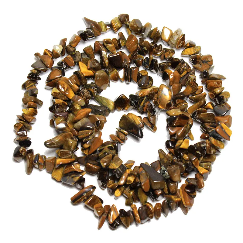 Tiger eye Длина 34,5 дюйма натуральный гравий неправильной формы каменные бусины для изготовления ювелирных изделий Кристалл Агаты турмалины DIY браслет ожерелье 5-8 мм - Цвет: Tiger eye