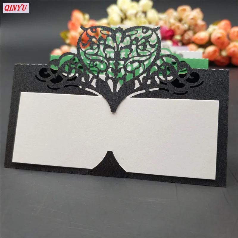 Винтажные настольные визитки с лазерной резкой и номером 10 шт. синие украшения