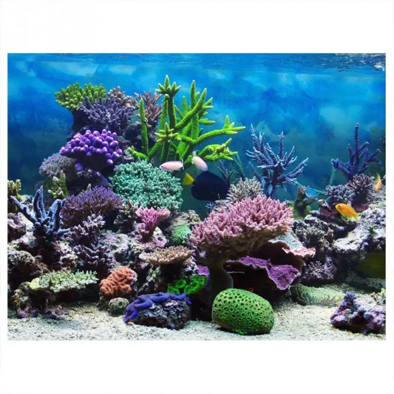 

PVC Adhesive Underwater Coral Aquarium Fish Tank Background Poster Backdrop Decoration Paper