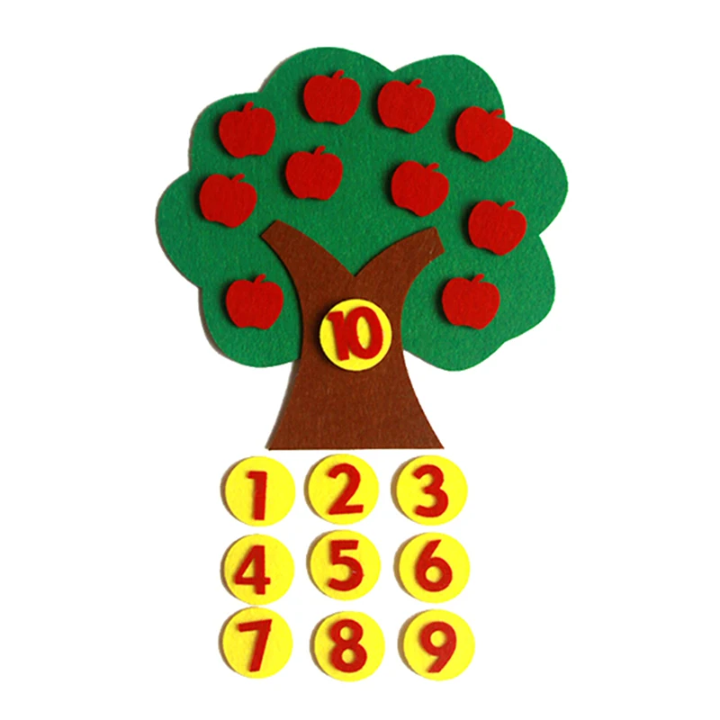 Нетканые яблоки 1-10 Цифровой Детский сад математическая область игрушки самодельный номер головоломка набор материалов для детей