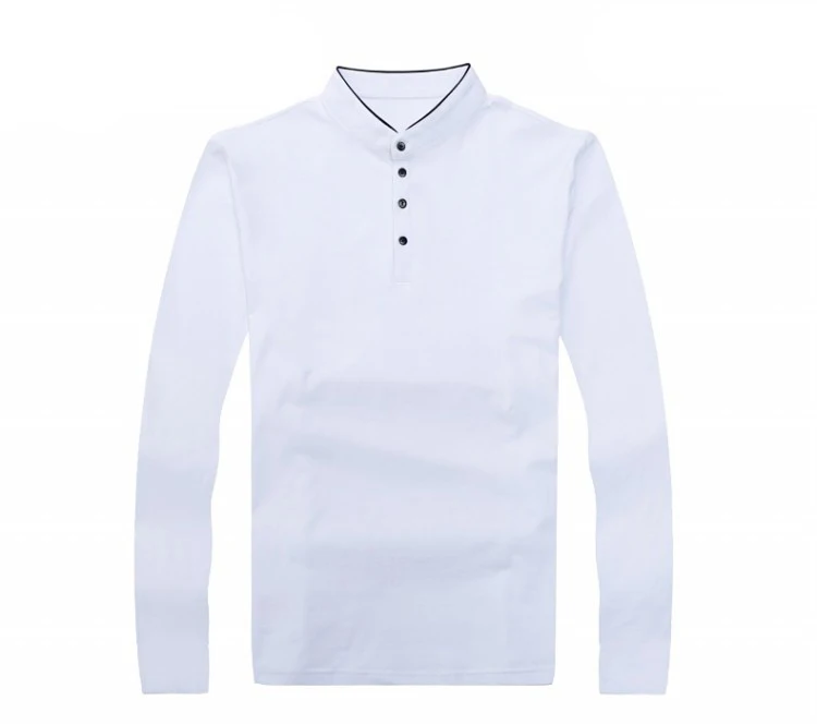 white Lanmaocat рубашки поло с длинным рукавом и воротником-стойкой 3XL 4XL 5XL рубашки поло с принтом на заказ осенняя одежда - Цвет: white