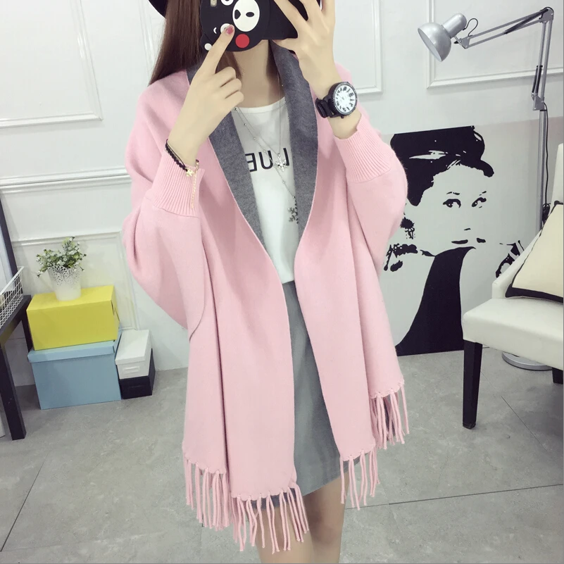 Color tassel large cape fringed shawl cardigan thick long-sleeved sweater coat loose sweater large size women
Color tassel large cape fringed shawl cardigan thick long-sleeved sweater coat loose sweater large size women