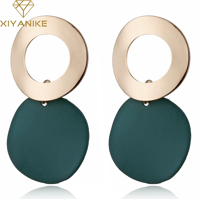 

XIYANIKE Fashion Vintage Round Hollow Alloy Geometric Rugged Dangle Earrings For Women Statement Jewelry Gift 2019 New Brincos