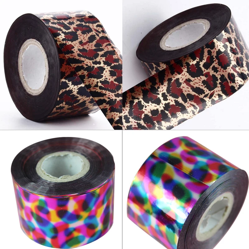 

1 Roll Nail Art Foils Starry Leopard Colorful egg Shinning Sand Shape Beauty Transfer Tips Glue Sticker Craft DIY Decorations