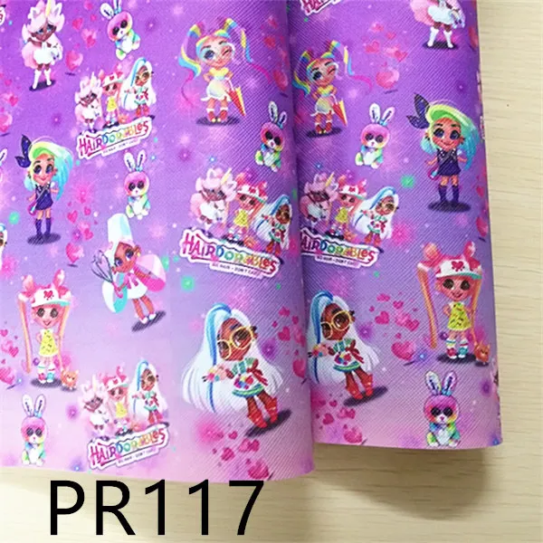 

Free shipping 1pcs/7.6*12inch cartoon print leather viny fabric PR117