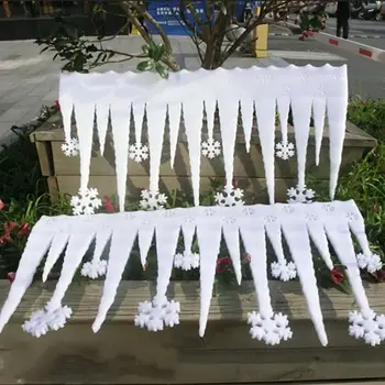 

2pcs/lot Foam Ice Strip Icicle Snowflake Pendant Decorations Merry Christmas Ornaments Snow Navidad Natal Decor for Wall White