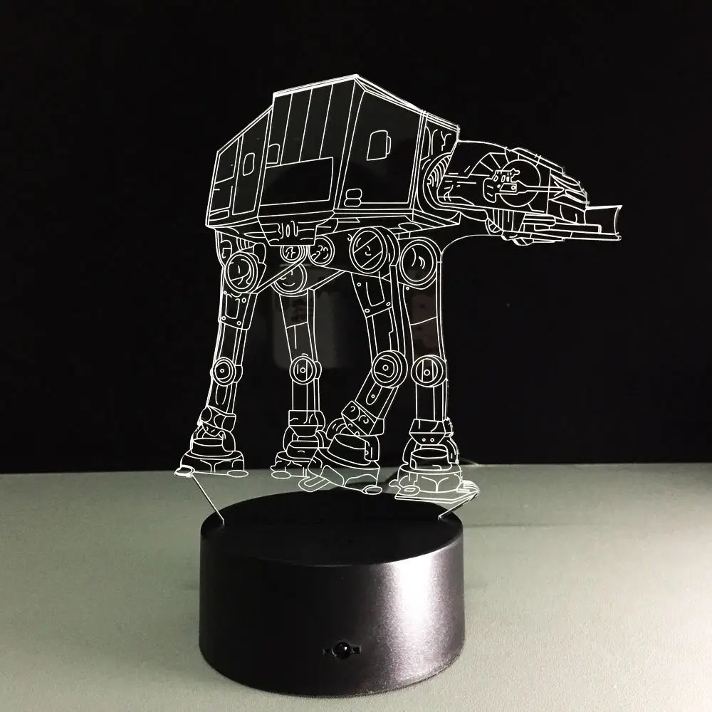 Романтический 3D печати лампы Звездные войны 7 цветов изменения привели Иллюзия USB
