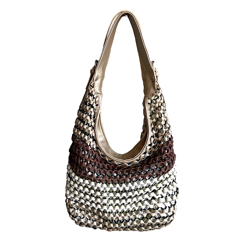

New Female Hollow Out Shoulder Bag Bohemian Handmade Straw Woven Woman Handbag Summer Leisure Lady's Beach Bag Travel Tote