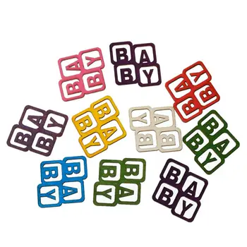 

8SEASONS Wood Cabochons Scrapbooking Embellishments Findings Square At Random Alphabet "Baby" Pattern 4cm x 3.9cm ,100 PCs
