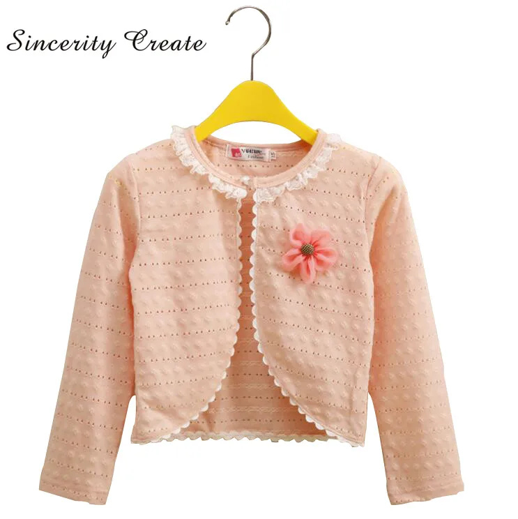 New 1 9Y Fashion Little Girls Sweaters 2016 Thin Full Sleeve Pink Girls