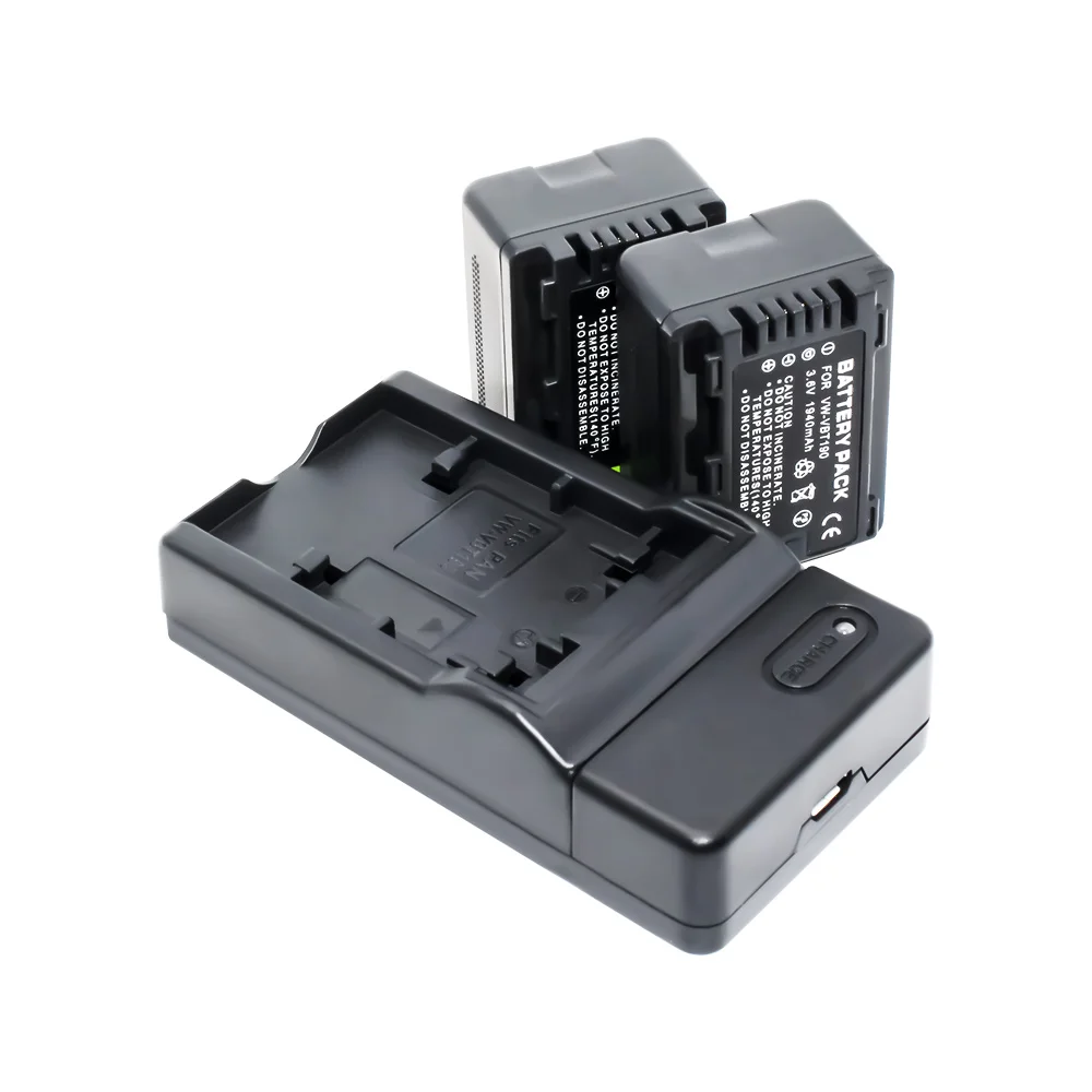 2x VW-VBT190 VW VBT190 набор для подзарядки батареи для цифрового фотоаппарата Panasonic HC-V110 HC-V130 HC-V160 HC-V180 HC-V201 HC-V210 HC-V230 HC-V250