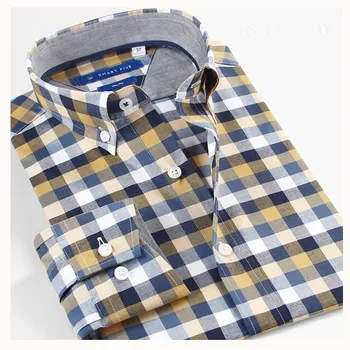 

Smart Five Men's Shirts Casual Long Sleeve Cotton Plaid Shirts Long Sleve Slim Fit Brand Shirt Man Size 5XL 6XL