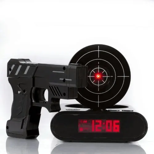 

Gadget Target Laser Shooting Gun Alarm Clock watch nixie clock Snooze bedside for kids Digital electronic desk clock table