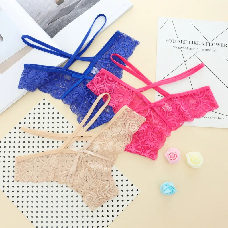1 PCS Sexy Women G-strings Thongs Lace Floral Panties Seamless Underwear Panties Female Spring Summer Briefs (2)
