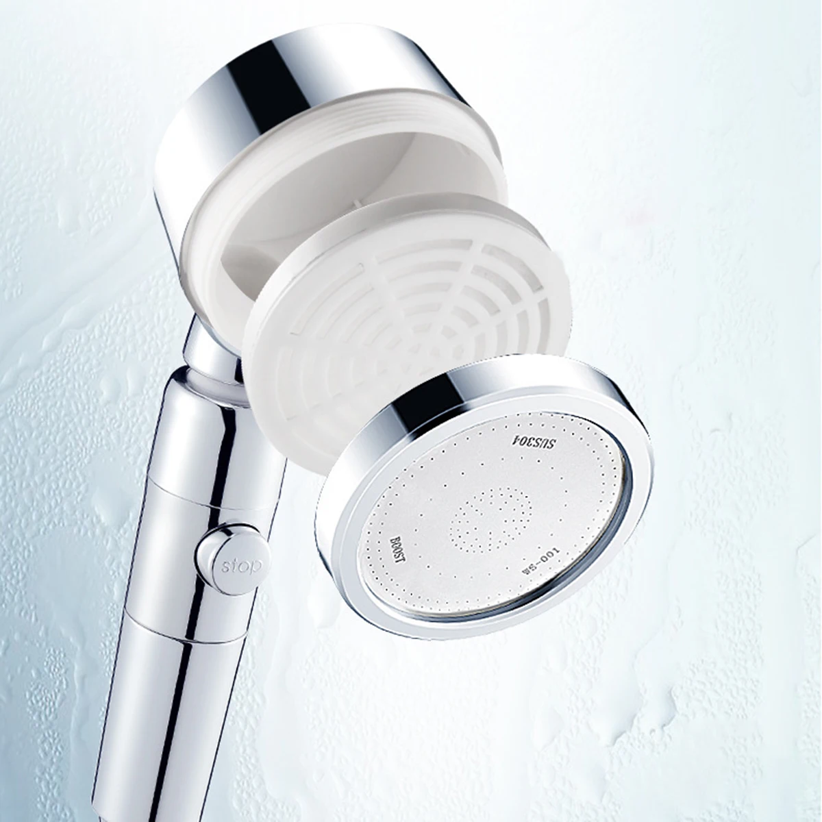 360 Degree Filtered Shower Head Universal Shower System Anion Filter Shower Head with Stop Button