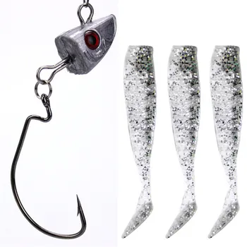 

3PCS fish-type lead-head soft fish 9cm15g 11cm25g lure bait crank hook T-tail soft fish artificial bait