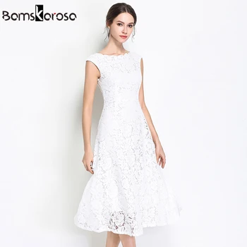 Summer Party Lace Dress Slim Sleeveless Women Floral Crochet Casual White Dresses Vestidos Ball Gown For Bridesmaid Wedding 1