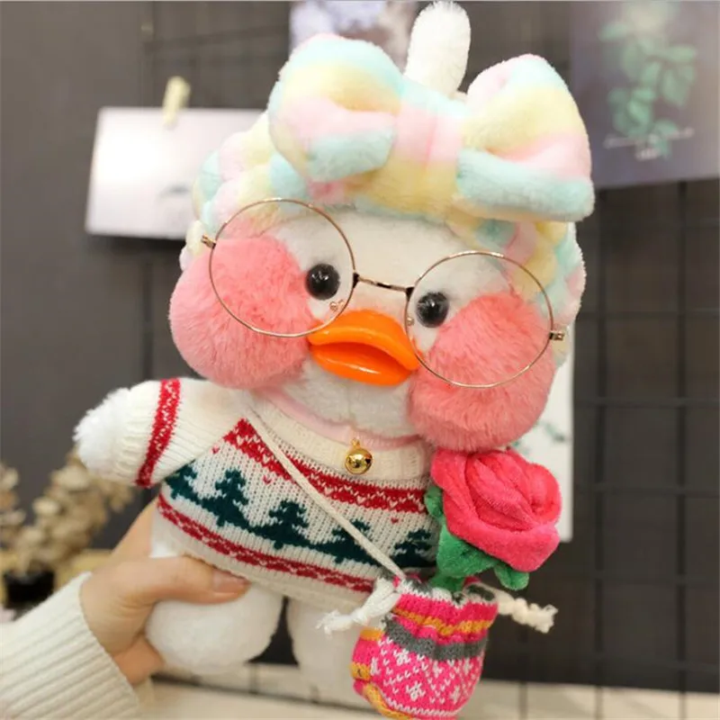 Белый LaLafanfan Kawaii кафе Мими желтая утка плюшевая игрушка милая мягкая кукла мягкие животные куклы детские игрушки подарок на день рождения для детей - Цвет: 14