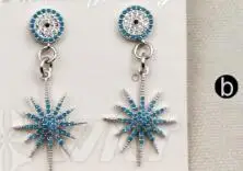 ME041 WKT Sparkly CZ микро проложить висячие серьги с лучшими гальваническими серьгами для женщин модные ювелирные изделия серьги - Окраска металла: b