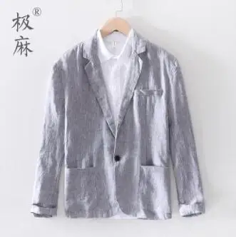 Серый M~ 3XL! модный Свободный льняной маленький костюм мужской Тонкий деловой Молодежный свободный хлопковый льняной плюс размер костюм пальто - Цвет: Серый