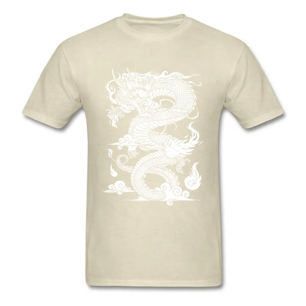 Chinese Dragon Illustration Clean Version Hot Sale Crazy T-Shirt All Cotton Round Collar Men Tops Shirt Tee-Shirts Summer/Fall Chinese Dragon Illustration Clean Version beige