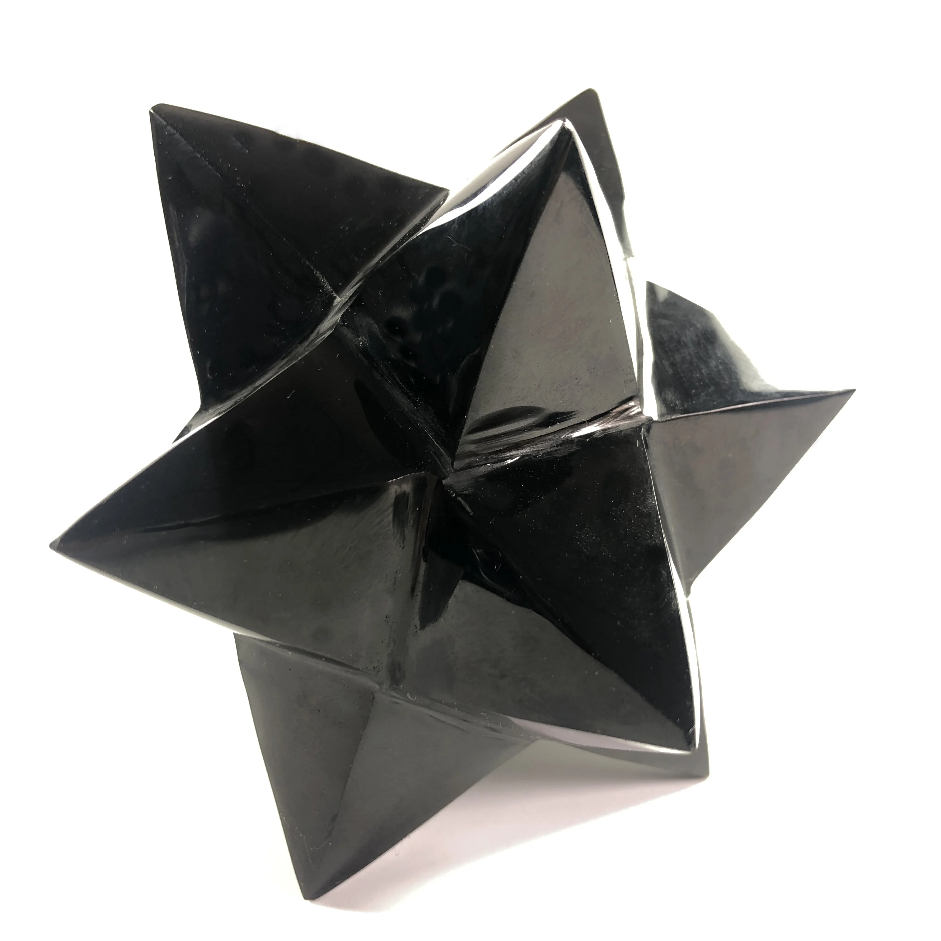 4.0 inch Natural Obsdianl Stone Carved Octagonal Corner Merkaba Handmade Carving Chakra Healing quartz Reiki for Decoration XKF