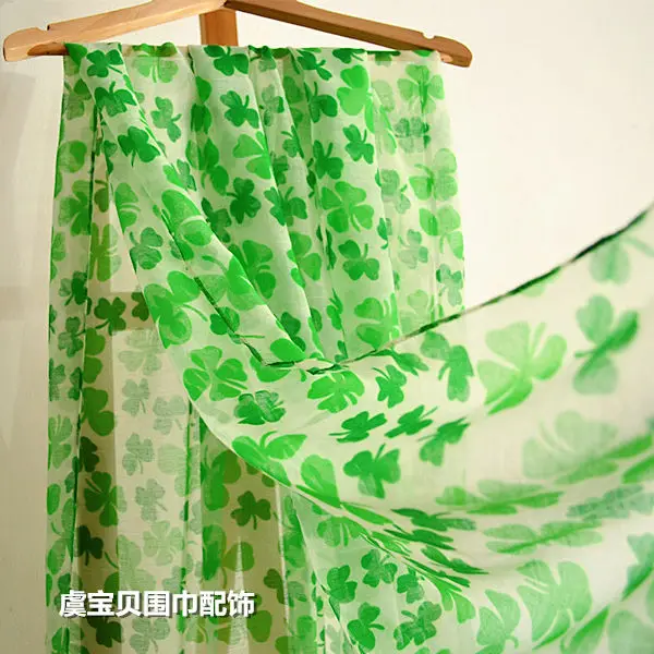Lucky green clover весенние шарфы осень-зима женская летняя Защита от солнца на пляже тонкий шарф-шаль пашмины обертывание платок-хиджаб echarpe