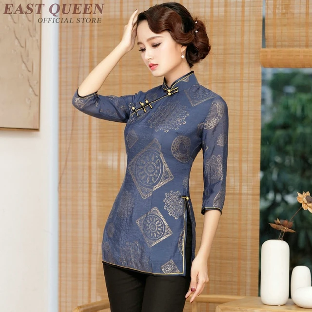 Blusa China tradicional para mujer, camisa de lino oriental, tops blusas FF985 _ - AliExpress Mobile