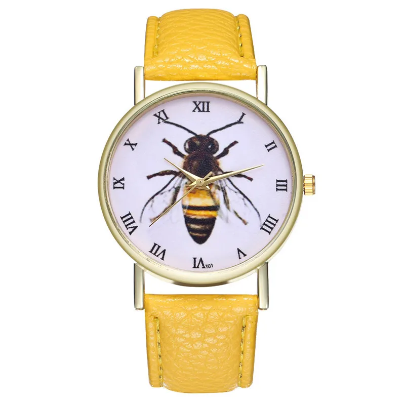 Yellow Horloge Dames минимализм креативный тренд Ретро часы пчелы насекомые женские часы Cuckoo Kol Saatie# L - Цвет: Yellow