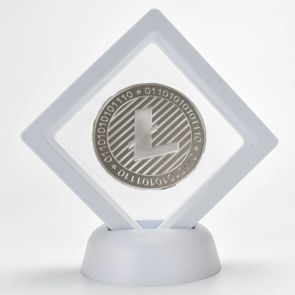 Позолоченный Биткоин Бит монета с пластиковый чехол пульсация Litecoin эфириум Металл физическая криптовалюта монета для сбора - Цвет: silver LTC white