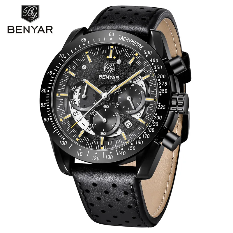 BENYAR 5120 Relogio Masculino спортивные часы для мужчин лучший бренд Роскошные кварцевые мужские часы с хронографом военные водонепроницаемые наручные часы - Цвет: BY512004 without box