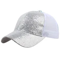 Silver Новинка, 7 цветов, модная бейсбольная кепка s, для женщин, девушек, конский хвост, бейсбольная кепка, блестящая, грязная булочка, Snapback, Кепка От Солнца s 3,4 - Цвет: Silver