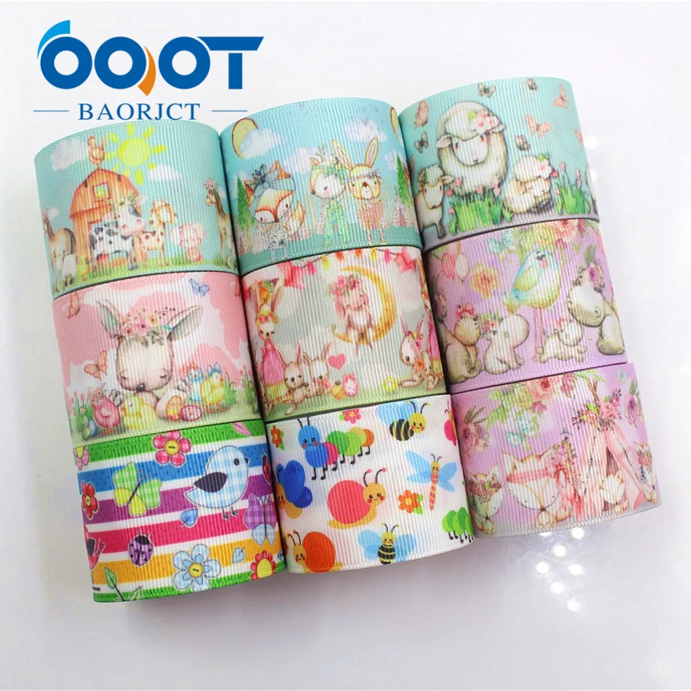 OOOT BAORJCT I-19221-411, 38 мм, 10 ярдов мультфильм термотрансферные печатные корсажные ленты, лук кепки DIY аксессуары украшения