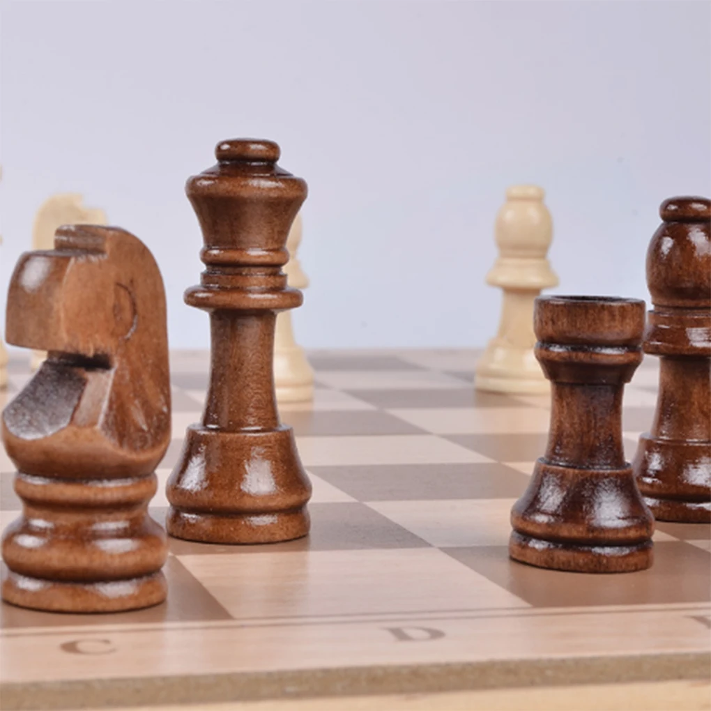 Развивающихся интеллектуальная обучающая игрушка портативный складной деревянный 2 в 1 ШАХМАТЫ игра в триктрак комплект