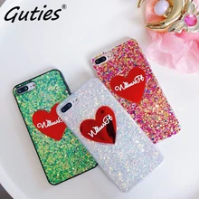 

Guties Phone Case for iPhone 6 6S Case Silicon Love Bling Glitter Crystal Sequins Soft TPU Cover Fundas For iPhone 7 8 Plus X