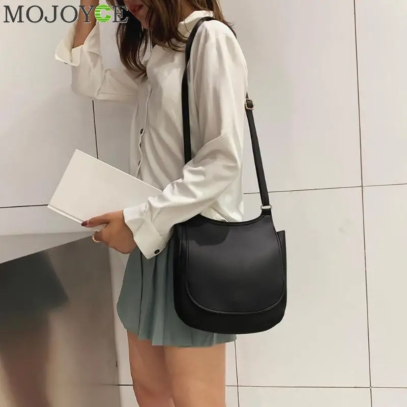  Women Fashion Wide Solid Color Shoulder Handbags Female Simple PU Leather Women Large Capacity Pure - 33046739094