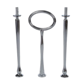 

3 Tier Oval Ring Top Cake Stand (3 SETS) Cake Plate Display Holder Handle Fittings Silver Metal for Tea Shop Room Hotel