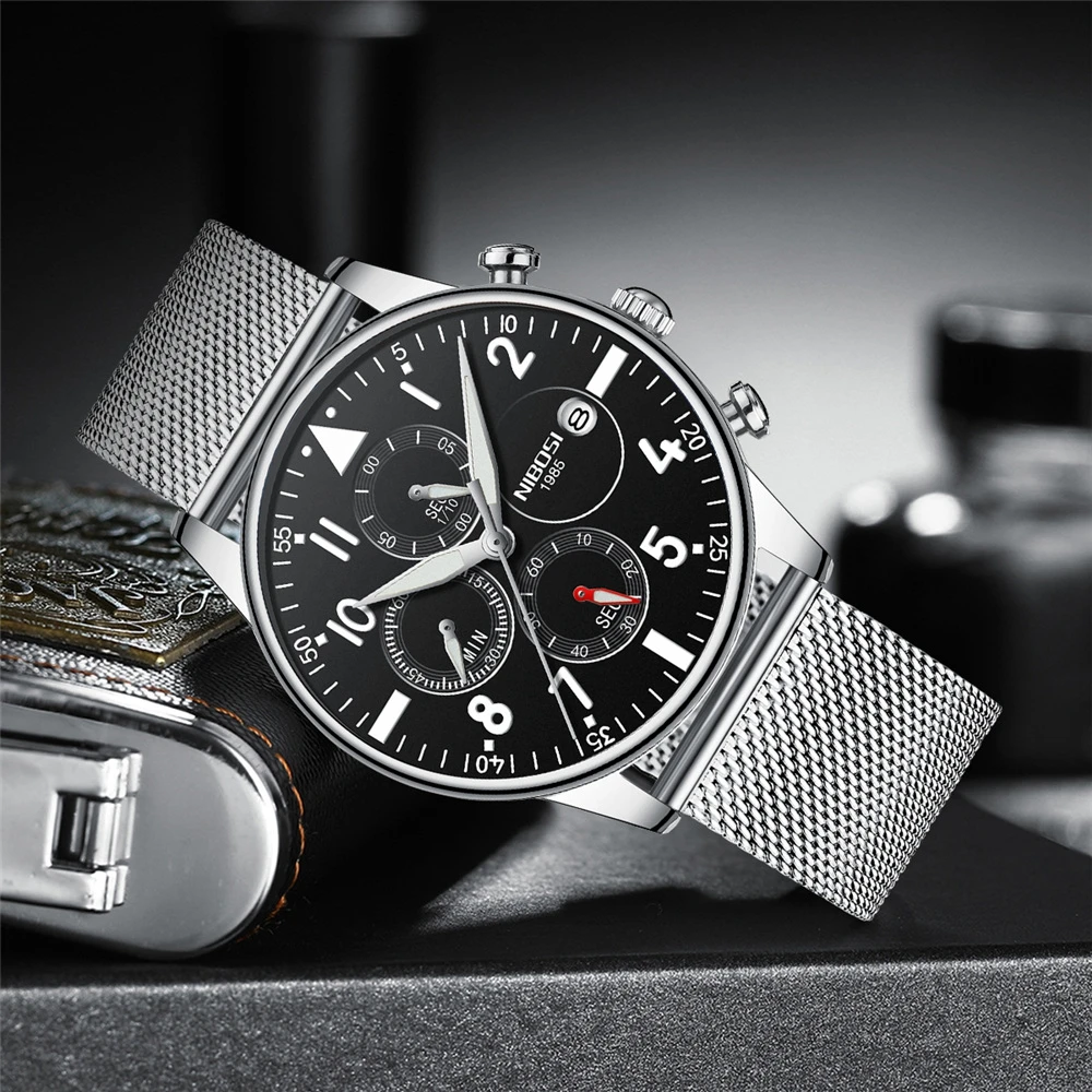 

NIBOSI Mens Watches Top Brand Luxury Men's Chronograph Watch Male Casual Waterproof Quartz Wristwatch Relogio Masculino