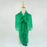 100%シルククリンクルジョーゼットロングスカーフ110センチ× 180センチ純粋なシルクスカーフ女性平野色ビッグサイズシフォンスカーフグリーン