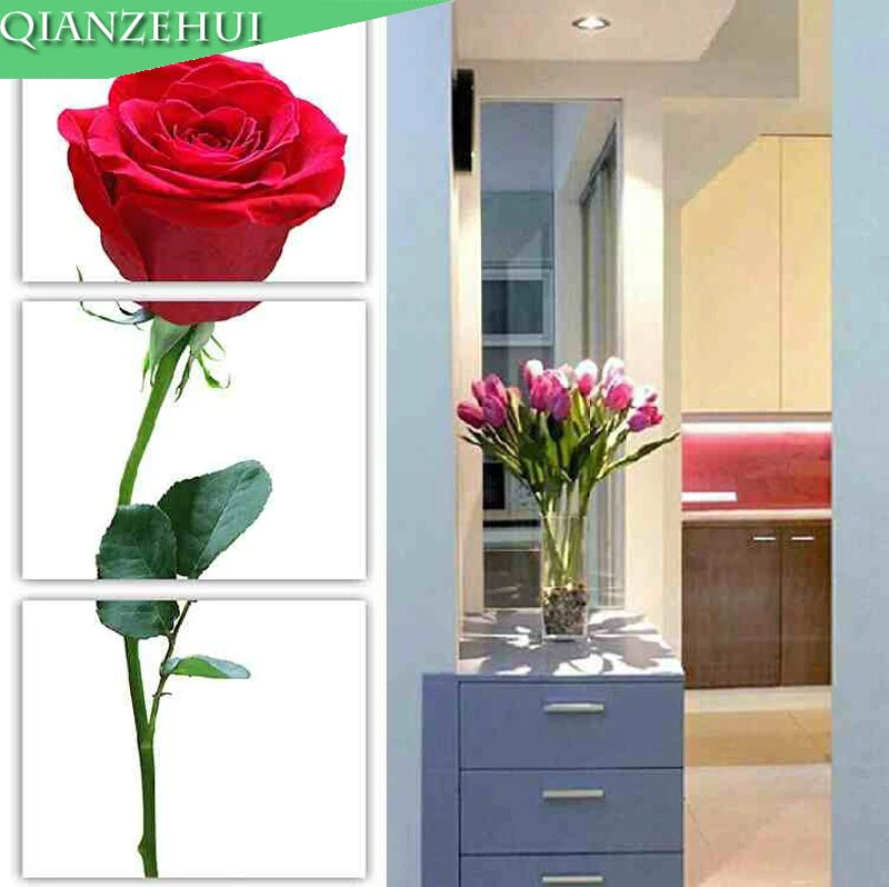 

QIANZEHUI,Needlework,DIY Triple Roses Cross stitch,Sets For Embroidery kits Flower series Cross-Stitching,Wall Home Decro