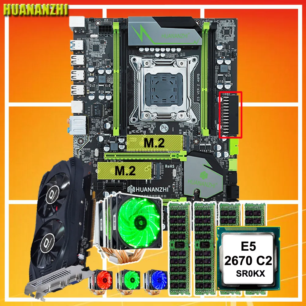Najtaniej HUANANZHI X79 Pro płyta główna z podwójnym M.2 NVMe SSD slot GTX750TI 2GD5 CPU Intel Xeon E5 2670 C2 6 rury chłodnica RAM 32G (4*8G)